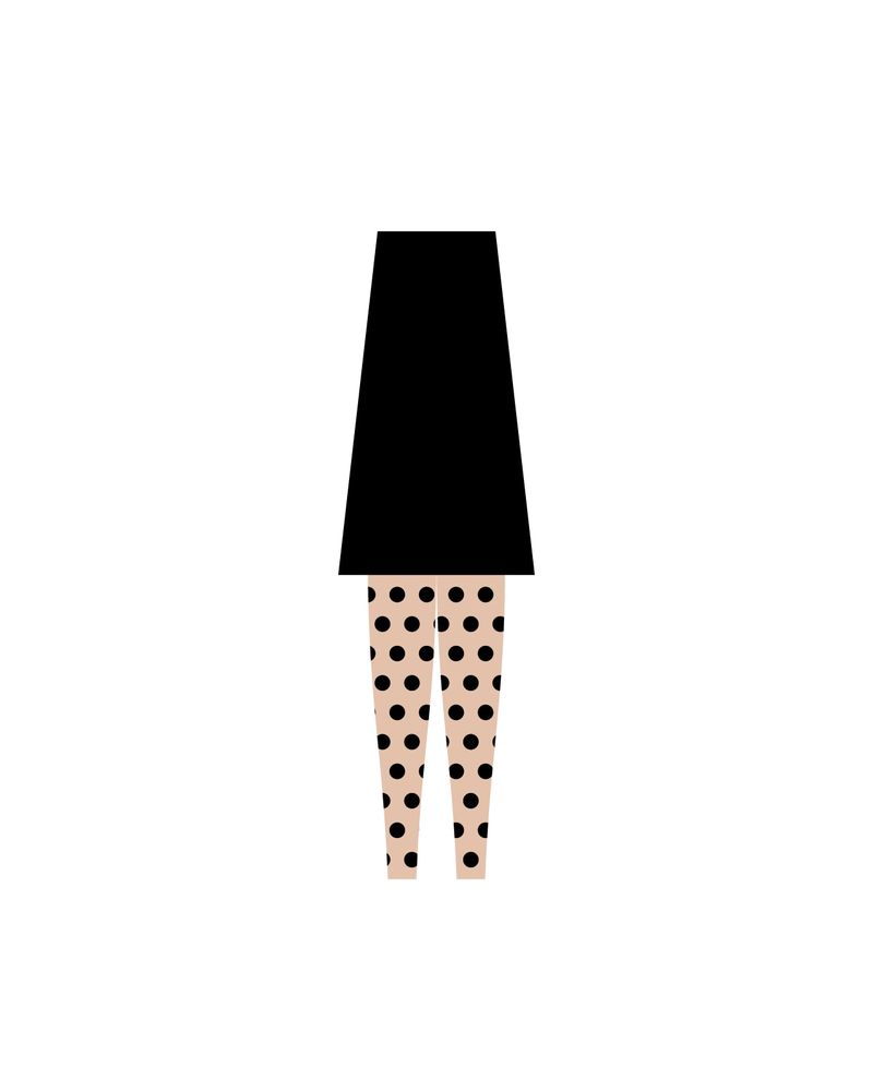Illustration: a little black dress with nude polka-dot tights