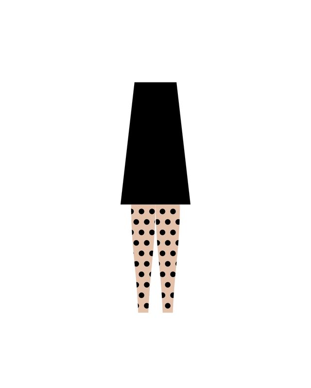 Illustration: a little black dress with nude polka-dot tights
