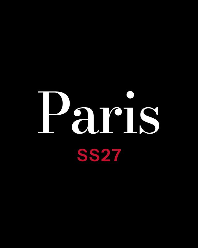 The words Paris SS27 on a black background