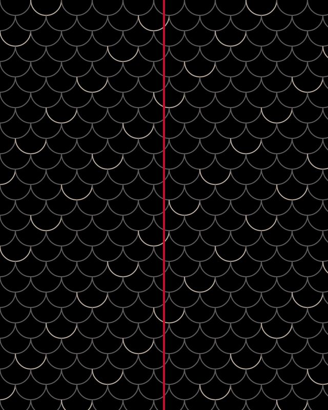 Illustration: python-scale pattern on black with a red seam